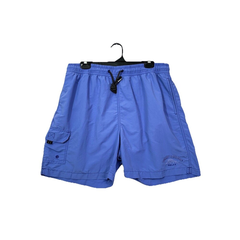 TOMMY BAHAMA Relax Large Swim Trunks Blue Cargo Mesh Lined Board Nylon Shorts